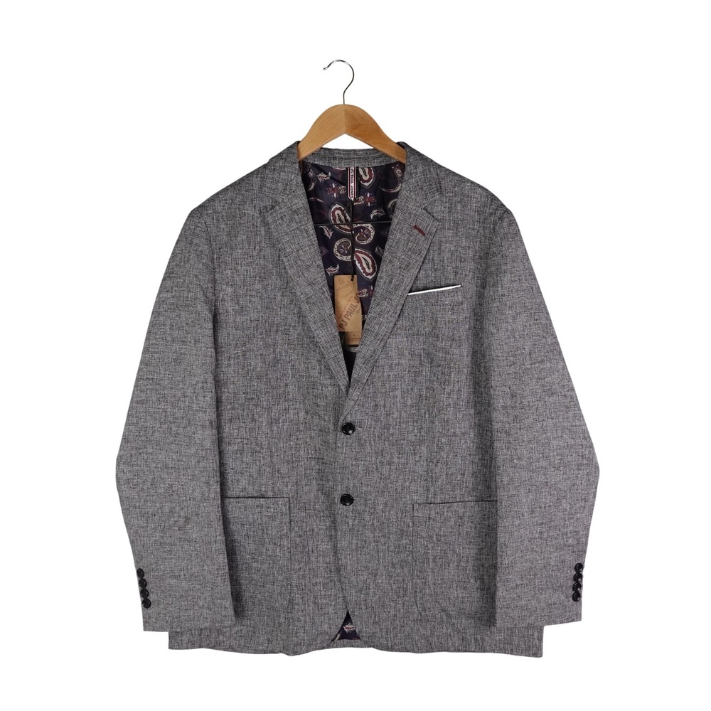 PJ Paul Jones Mens Gray Heather‎ Paisley Lined Two Button Blazer Sport Coat XL